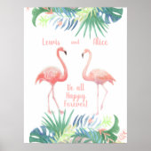 Lovely Fairy Tale For Two Flamingo Tropical Flower ポスター (正面)