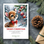 Lovely Fawn Watercolor Snowy Christmas Printable  シーズンカード