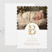 Lovely Floral B Initial Gold Glitter Newborn (正面/裏面)