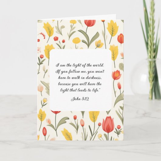 Lovely Floral John 8:12 Greeting Card カード (正面)