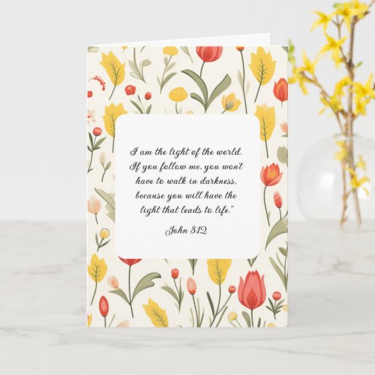 Lovely Floral John 8:12 Greeting Card カード (黄色い花)