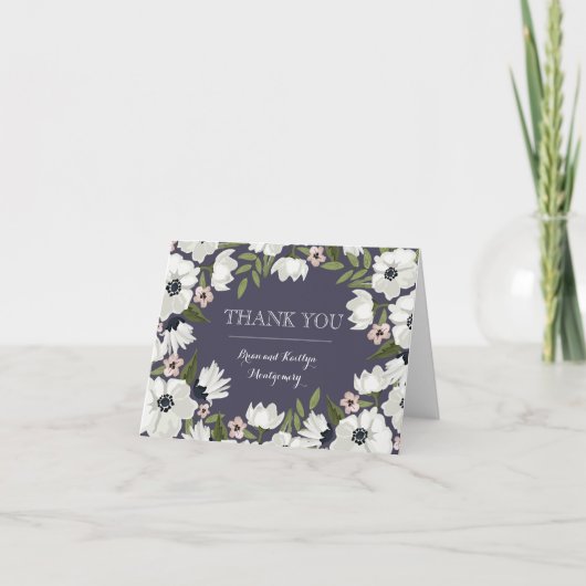  lovely floral thank you card - 紫 サンキューカード (正面)