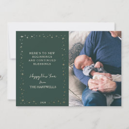 Lovely Forest Green Starry New Year Photo シーズンカード