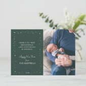 Lovely Forest Green Starry New Year Photo シーズンカード (スタンド正面)