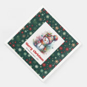 Lovely funny snowman with snowflakes kids napkins (コーナー)