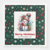 Lovely funny snowman with snowflakes kids napkins (正面)