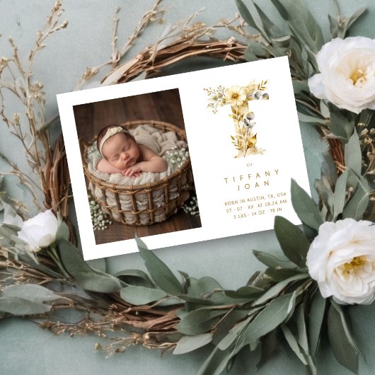 Lovely Gold L Initial with Romantic Floral Design