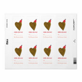 Lovely Golden Heart with Christmas Hat Gift ラベル (フルシート)