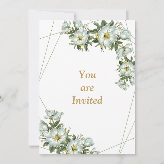 Lovely green and white wedding invitation card 招待状 (裏面)