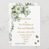 Lovely green and white wedding invitation card 招待状 (正面/裏面)