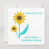 Lovely Hand Drawn Sweet Sunflower Graduation 招待状 (正面)