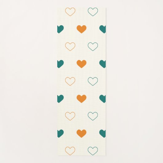 Lovely hearts / green orange cream ヨガマット (正面)