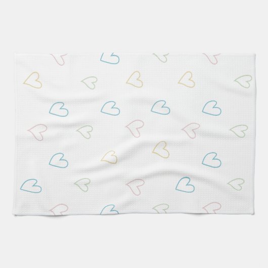Lovely hearts pattern - Shower Curtain - Large キッチンタオル (横)