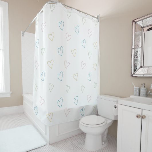 Lovely hearts pattern - Shower Curtain - Large シャワーカーテン (インサイチュ)