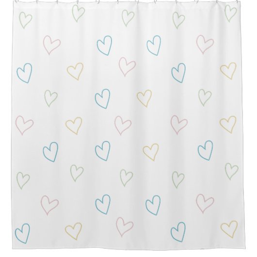 Lovely hearts pattern - Shower Curtain - Large シャワーカーテン (正面)