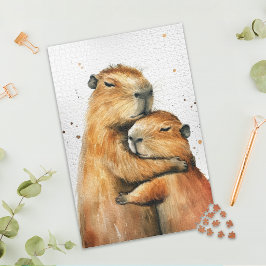 Lovely Hugging Capybara Couple Jigsaw Puzzle ジグソーパズル