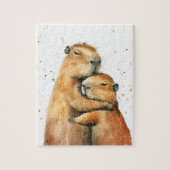 Lovely Hugging Capybara Couple Jigsaw Puzzle ジグソーパズル (縦)
