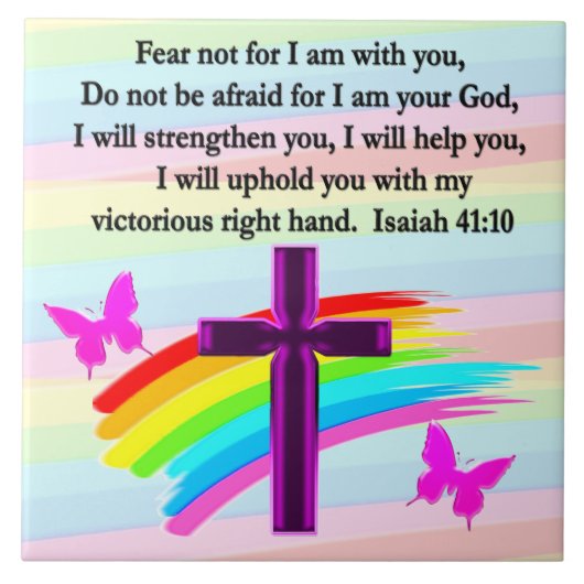 LOVELY ISAIAH 41:10 BIBLE VERSEデザイン タイル (正面)