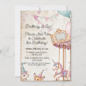 Lovely Journal Page w Animals 6th Birthdayパーティー 招待状 (正面)