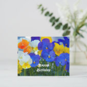 Lovely Lavender Pansies Floral Photo Birthday ポストカード (スタンド正面)