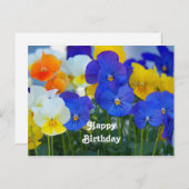Lovely Lavender Pansies Floral Photo Birthday ポストカード (正面/裏面)