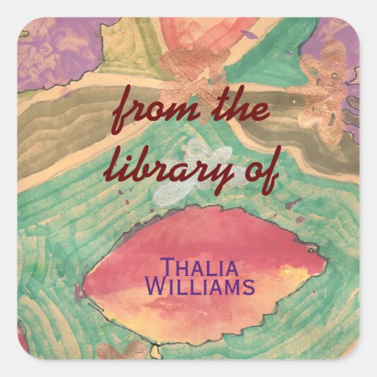 Lovely leaves custom bookplates スクエアシール (正面)