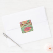 Lovely leaves personalized teacher bookplate スクエアシール (封筒)