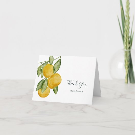 Lovely Lemon Tree Branch Watercolor Personalized サンキューカード (正面)