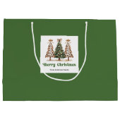Lovely Leopard Christmas Tree Gift Bag Custom Name ラージペーパーバッグ (裏面)