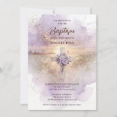 Lovely Lilac Christian Wildflowers Cross-Shape 招待状 (正面)