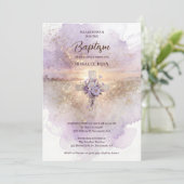 Lovely Lilac Christian Wildflowers Cross-Shape 招待状 (スタンド正面)