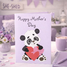 Lovely Lilac Panda Mother’s Day カード