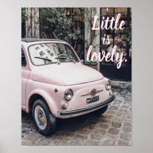 Lovely Little Pink Fiat in Paris ポスター