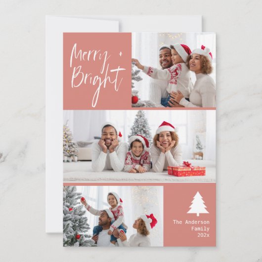 Lovely merry bright modern photo Christmas シーズンカード (正面)