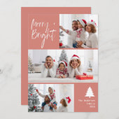 Lovely merry bright modern photo Christmas シーズンカード (正面/裏面)
