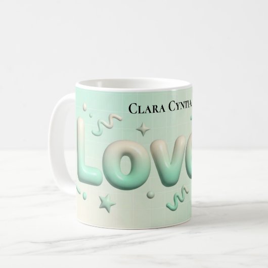 Lovely Minimalist Heart Personalized コーヒーマグカップ (正面左)