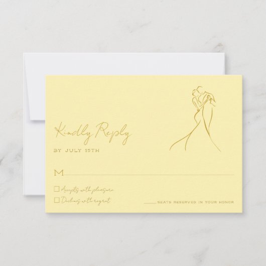 Lovely Modern Script Butter Yellow Wedding RSVP (正面)