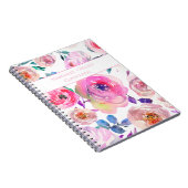 lovely Named Pink and Purple Floral Pattern ノートブック (右側)