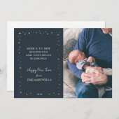 Lovely Navy Starry New Year Photo シーズンカード (正面/裏面)