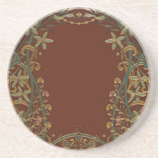 Lovely Nouveau Floral With Lily コースター (正面)