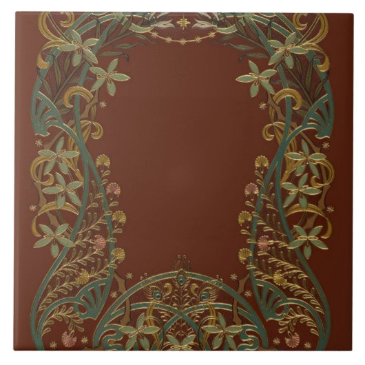 Lovely Nouveau Floral With Lily タイル (正面)