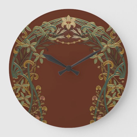 Lovely Nouveau Floral With Lily ラージ壁時計 (正面)