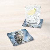 Lovely Owl スクエアペーパーコースター (インサイチュ)