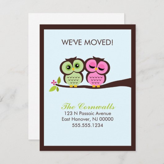 Lovely Owlsの動くアナウンス 案内ポストカード (正面/裏面)