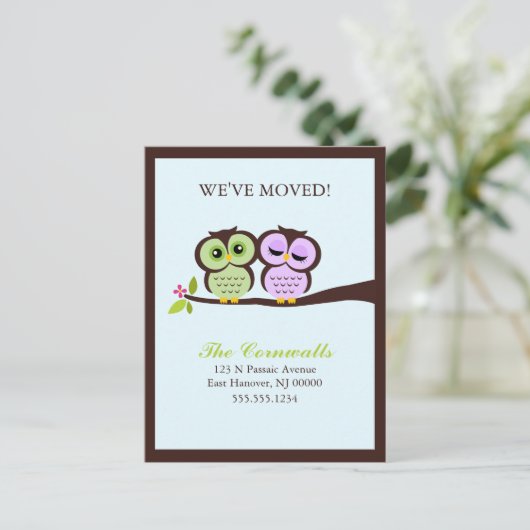 Lovely Owlsの動くアナウンス 案内ポストカード (スタンド正面)