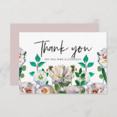  lovely pastel ウォーターカラーの花 サンキューカード (正面/裏面)