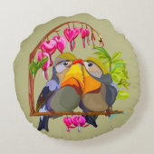 Lovely Pekin Robin Bird Pair ラウンドクッション (裏面)