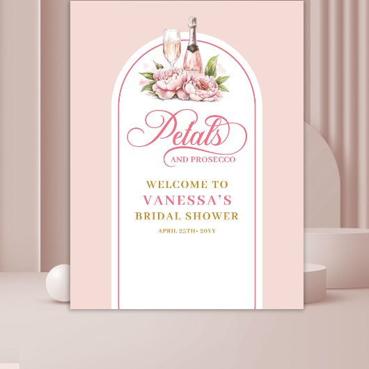 Lovely petals and prosecco gold blush party banner タペストリー