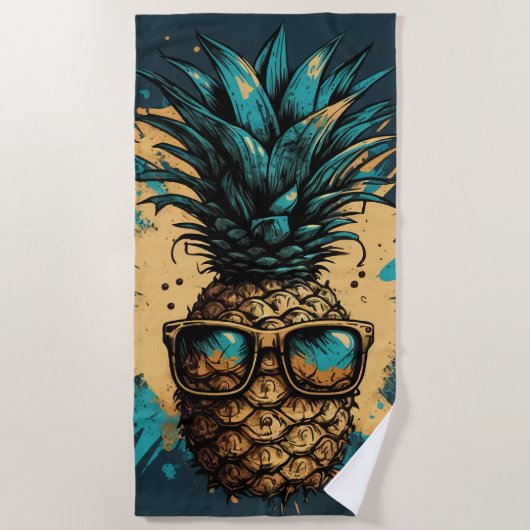 Lovely pineapple ビーチタオル (正面)