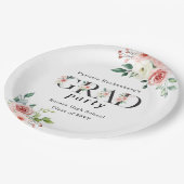 Lovely Pink Floral GRAD Custom Party Paper Plates ペーパープレート (アングル)
